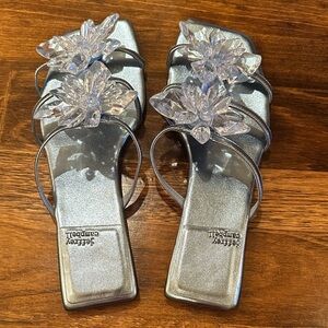 Jeffrey Campbell Metallic Blue Sandals with Accents